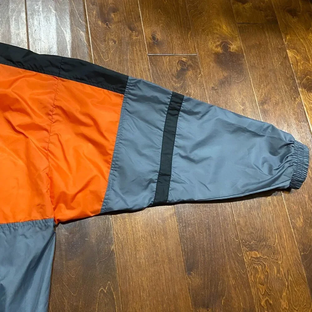 Reebok Vintage 90s Color Block Orange Gray Black Windbreaker Jacket Men's XXL